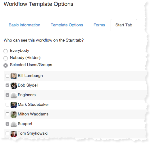 Assigning workflow template users