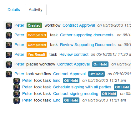 Workflow activity history made easy to view and understand