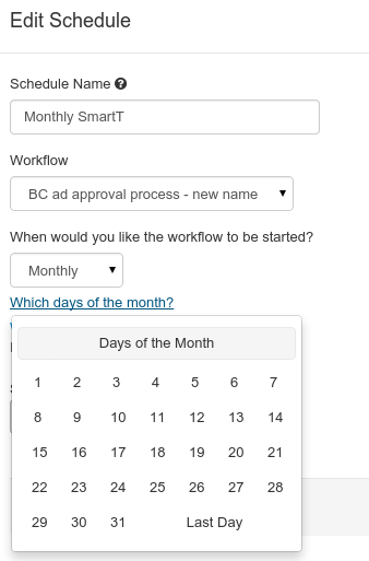 Schedule Monthly Business Processes