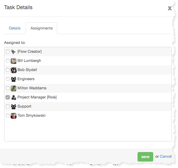 Assigning a role to a task Assigning a role to a task