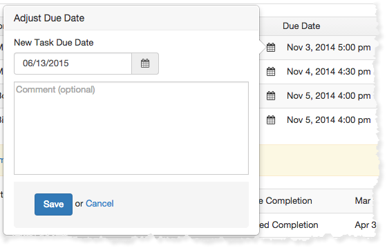 Changing a task due date