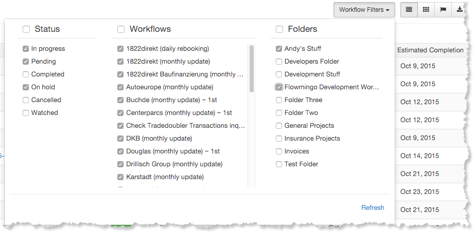 Workflow Folder Filters