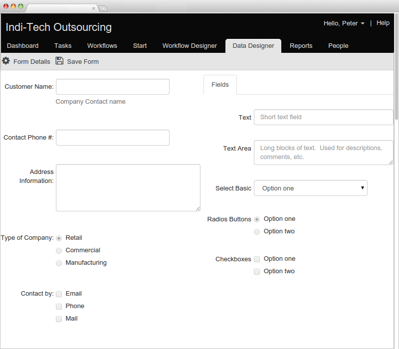 Simple, Workflow form designer